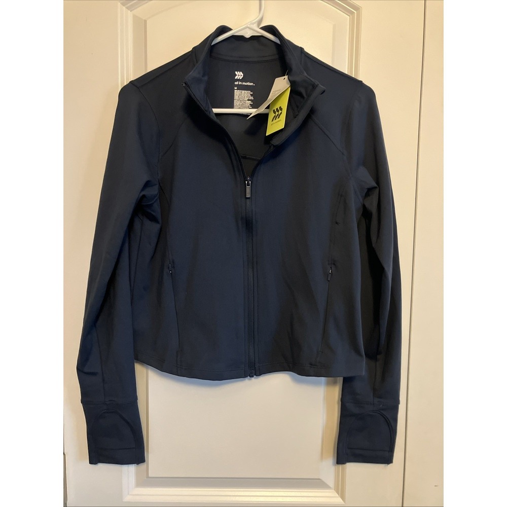 All In Motion Scrub Jacket Women Medium Navy NWT Dynamic Flex Active C1139